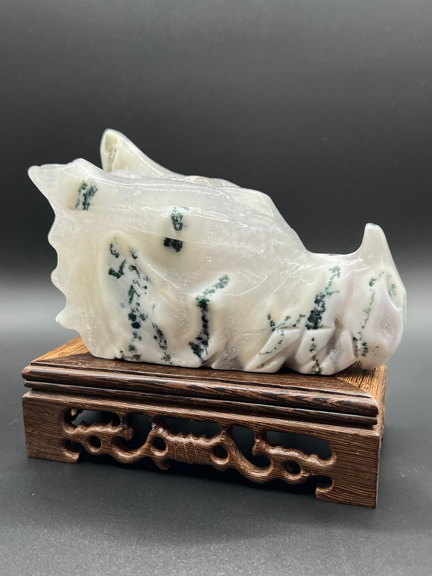 Moss Agate Dragon head
