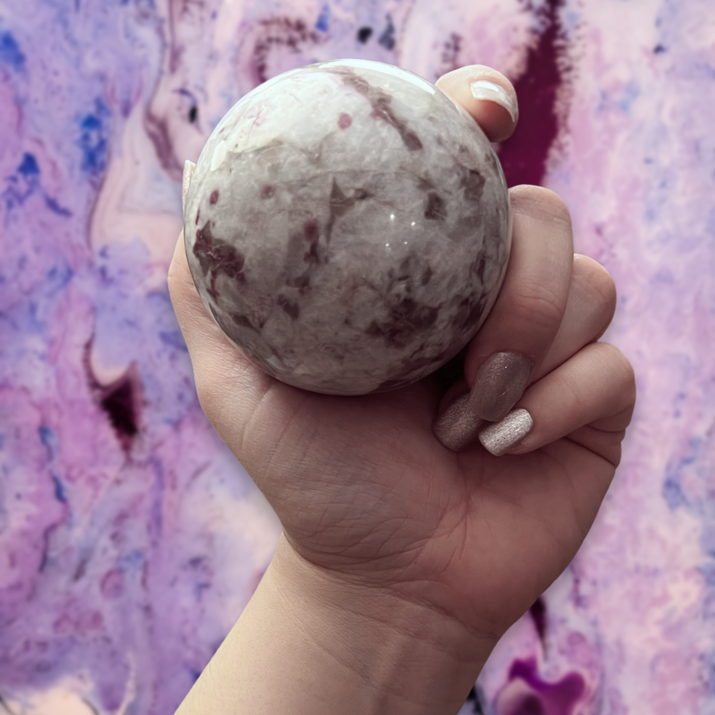 Plum tourmaline spheres