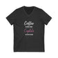 Crystals & Coffee Unisex Jersey Short Sleeve V-Neck Tee