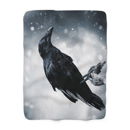 Black Bird Sherpa Fleece Blanket