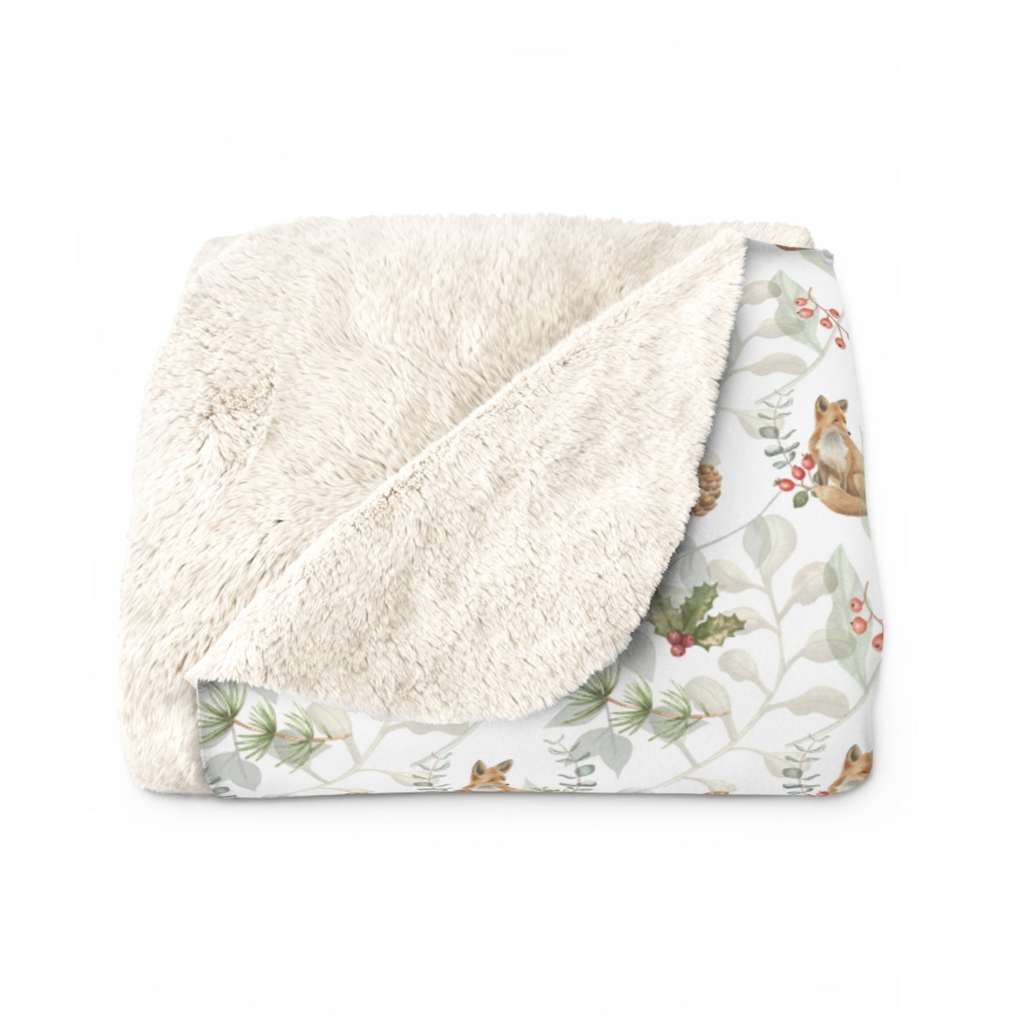 Cute Fox Sherpa Fleece Blanket