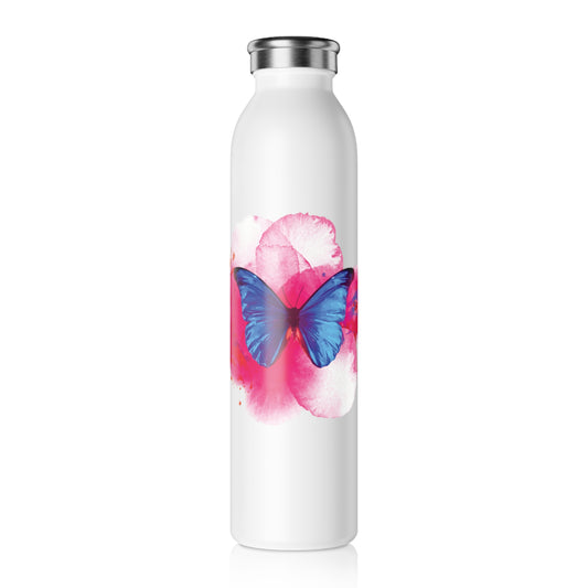 Water Color Butterfly Slim Water Bottle