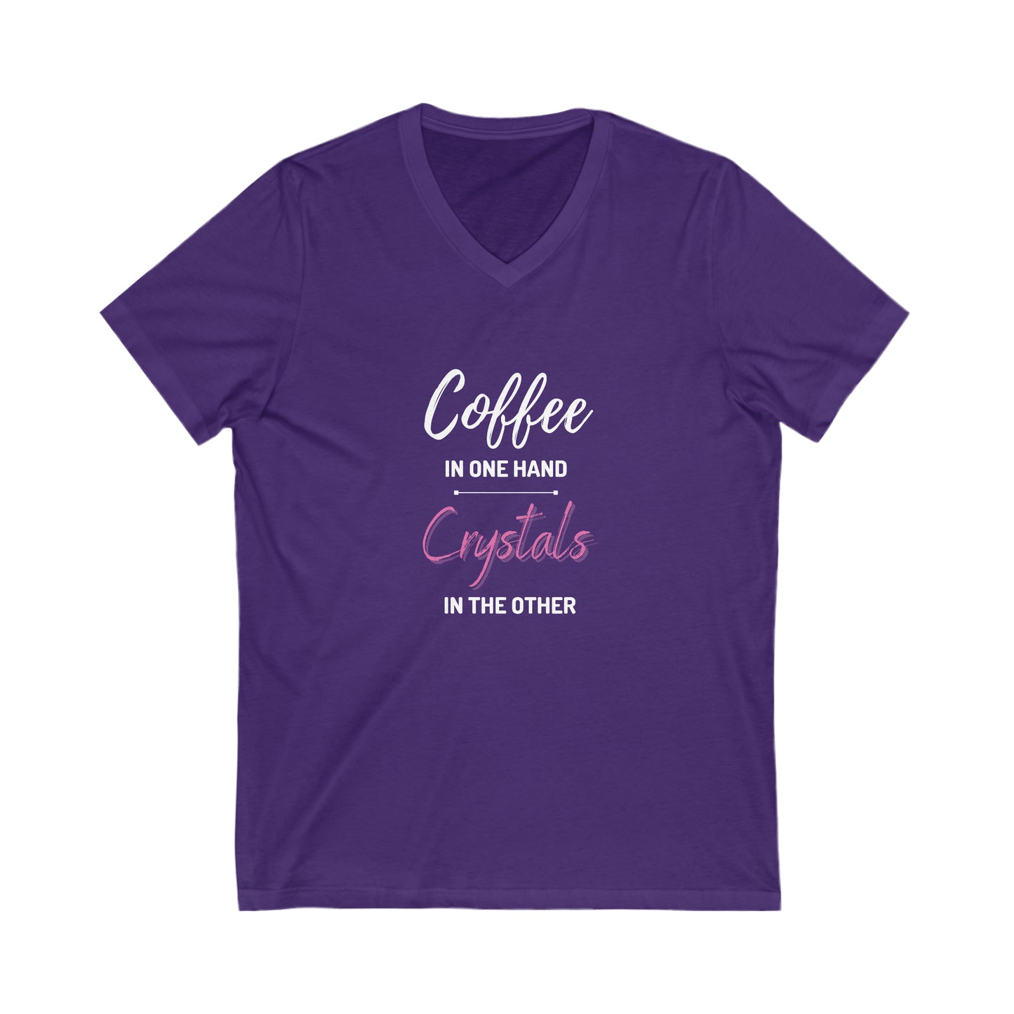 Crystals & Coffee Unisex Jersey Short Sleeve V-Neck Tee