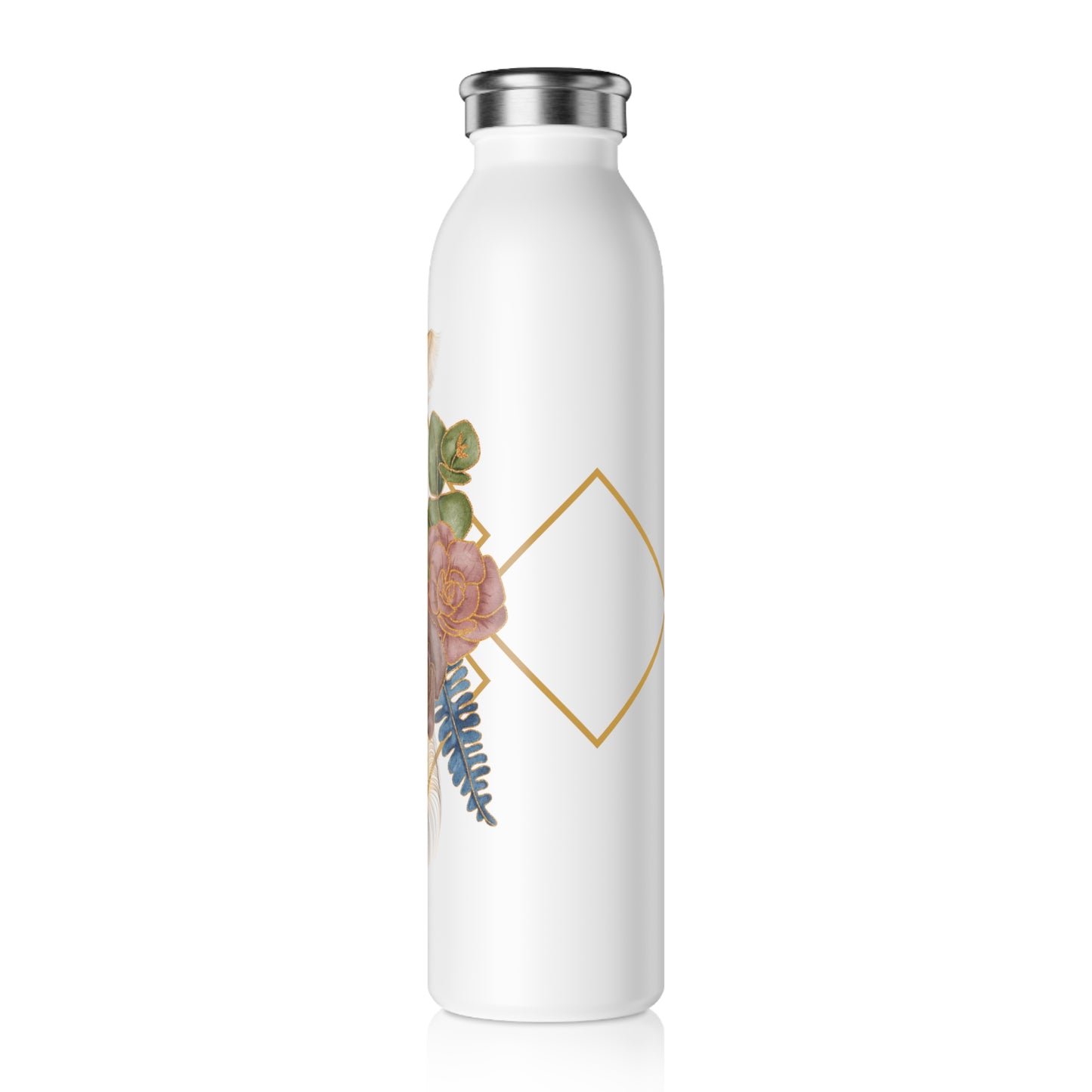 Flowers and feathers Slim Water Bottle