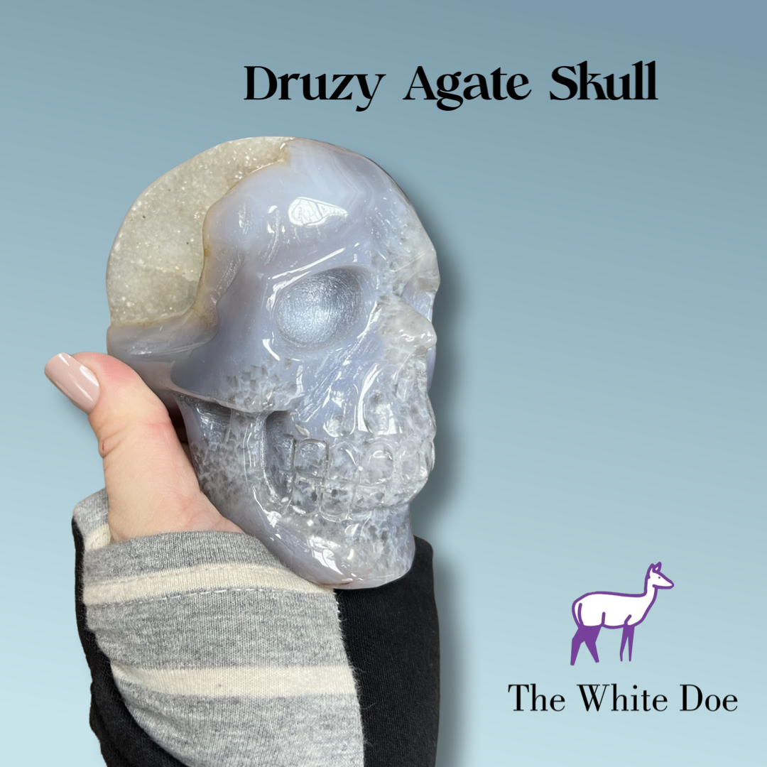 Druzy Agate Skull