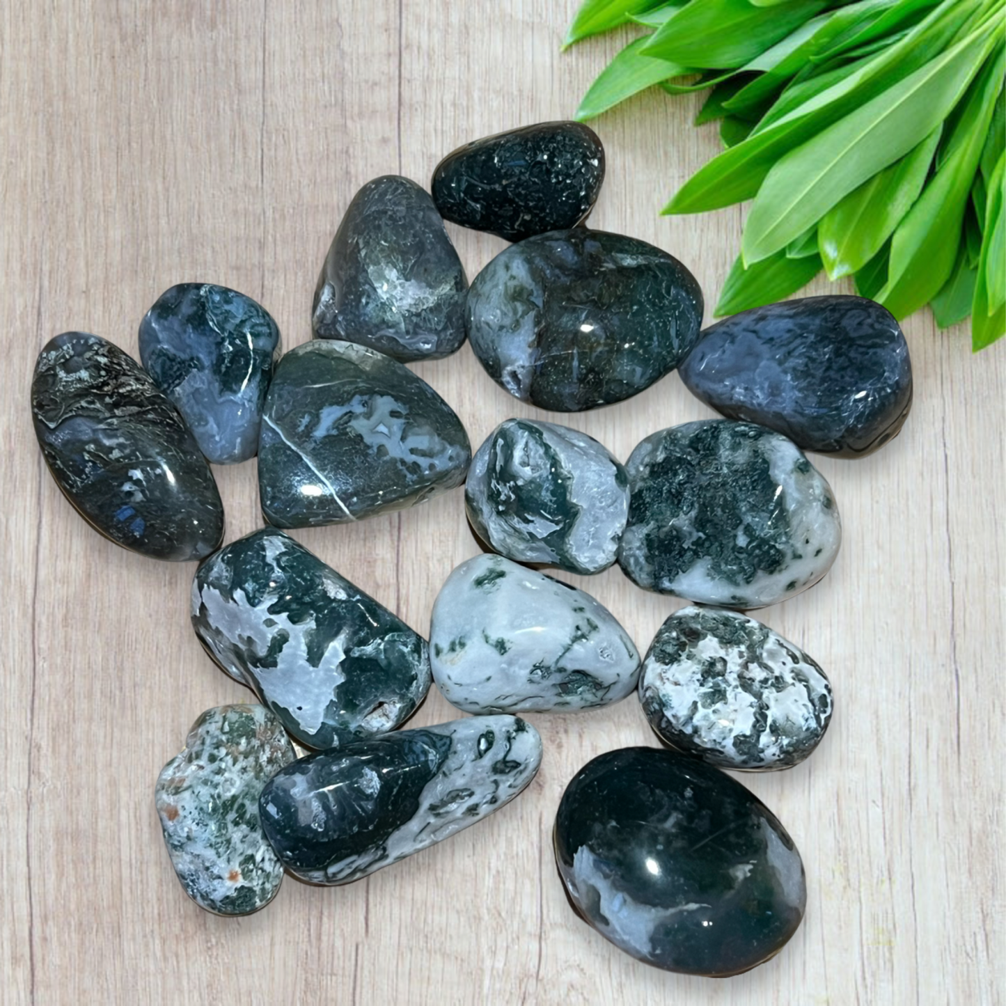 Moss agate tumbles