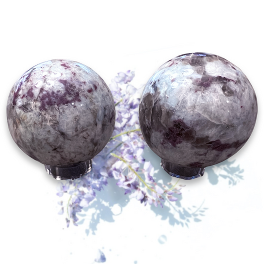 Plum tourmaline spheres