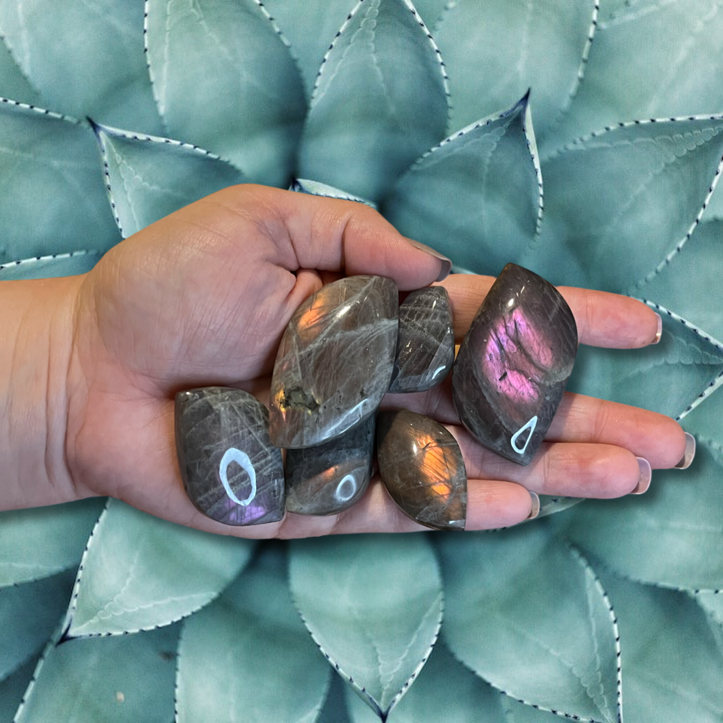 Purple/orange Flash Labradorite Leaf